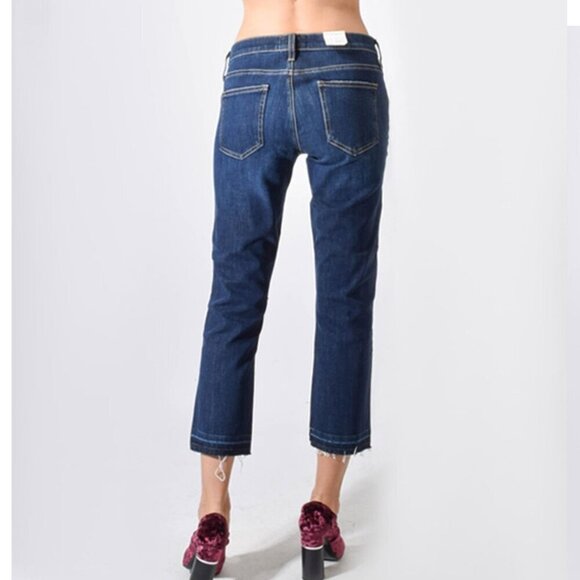 Current Elliott Straight Leg Crop Jean Womens 30 Blue Mid-Rise Stretch Raw Hem - Picture 3 of 4